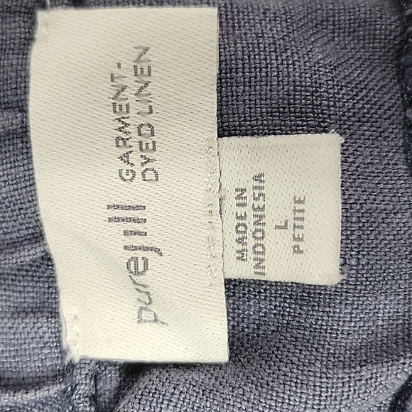 PUREJILL 100% LINEN PANTS SIZE LARGE PETITE BLUE COLOR - Picture 9 of 11
